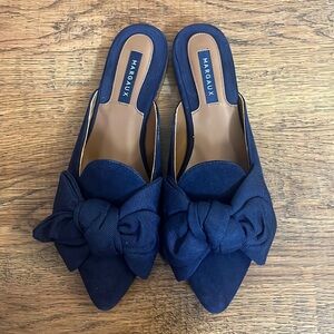 MARGAUX NAVY MULES NWOT